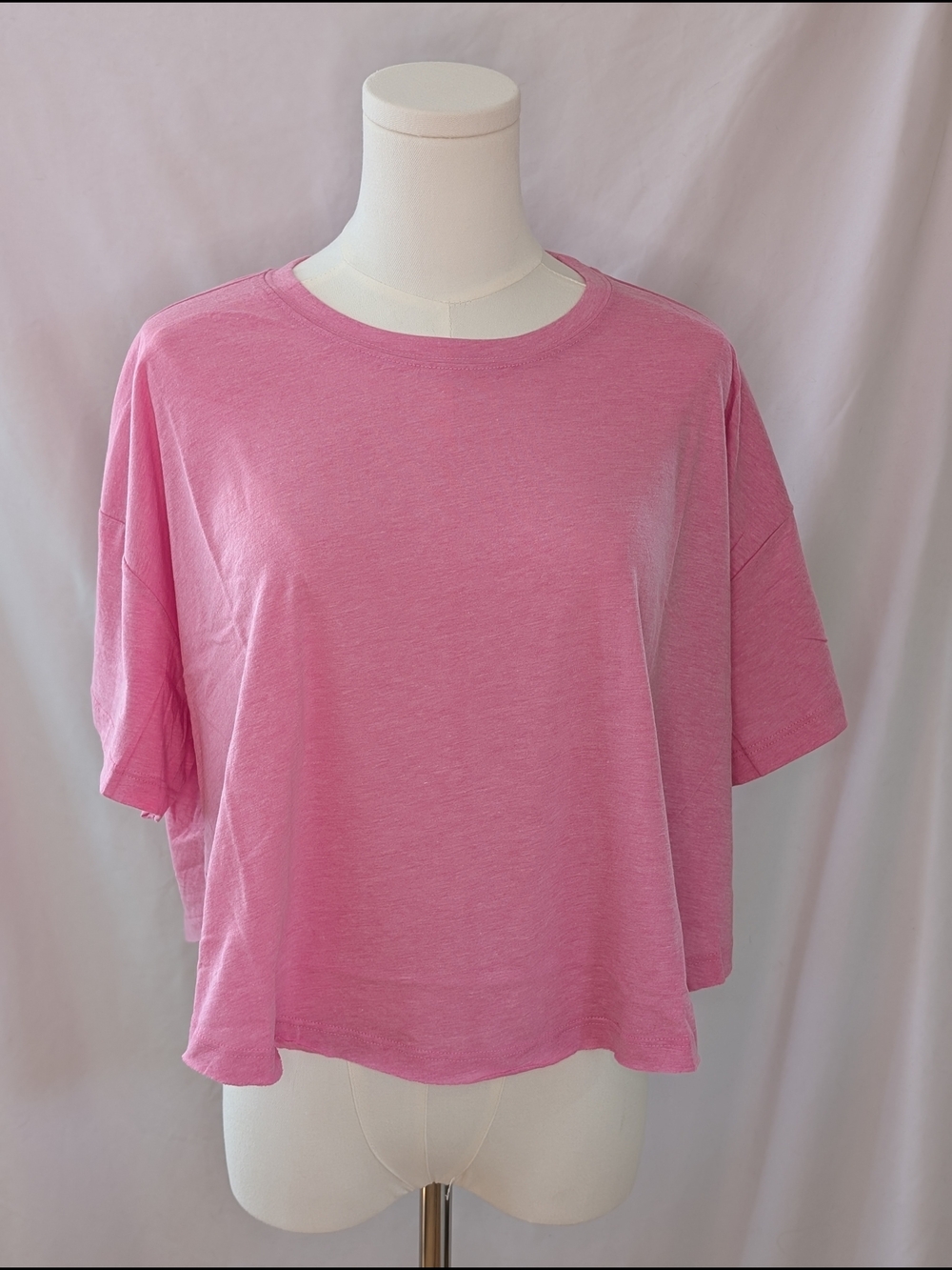 Zenana Womens Oversized Hot Pink Boxy Crop Top Short Tee NWOT S-M-L